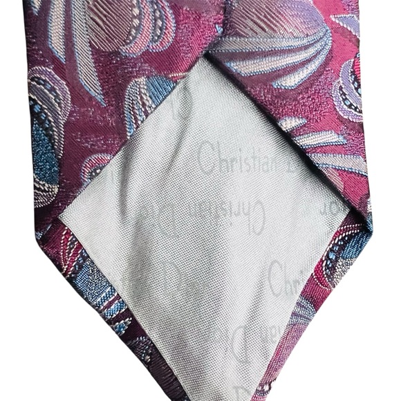 Vintage Christian Dior Men's Tie - Purple and Gray Paisley Classic Preppy Office - Picture 7 of 8